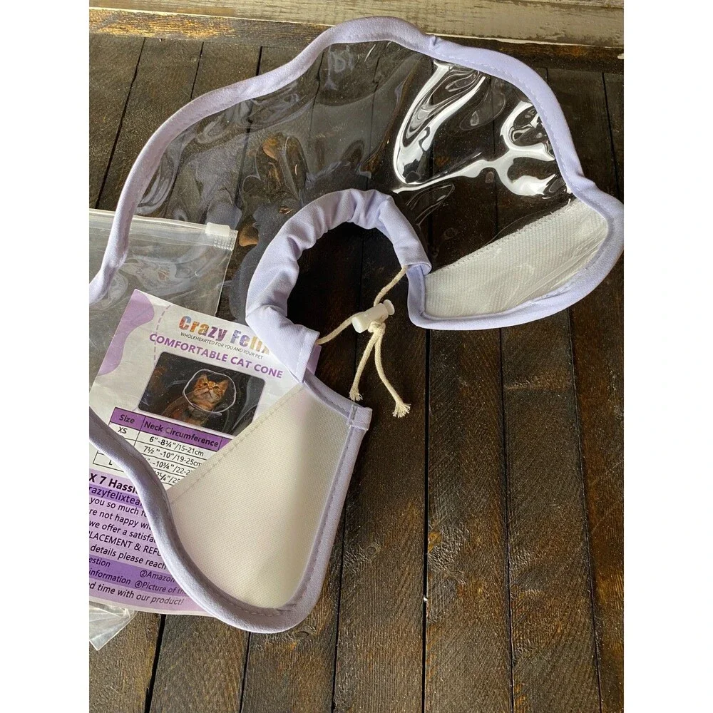 Crazy Felix Sz S Purple Cat Cone Collar Comfort Anti Licking Adjustable
